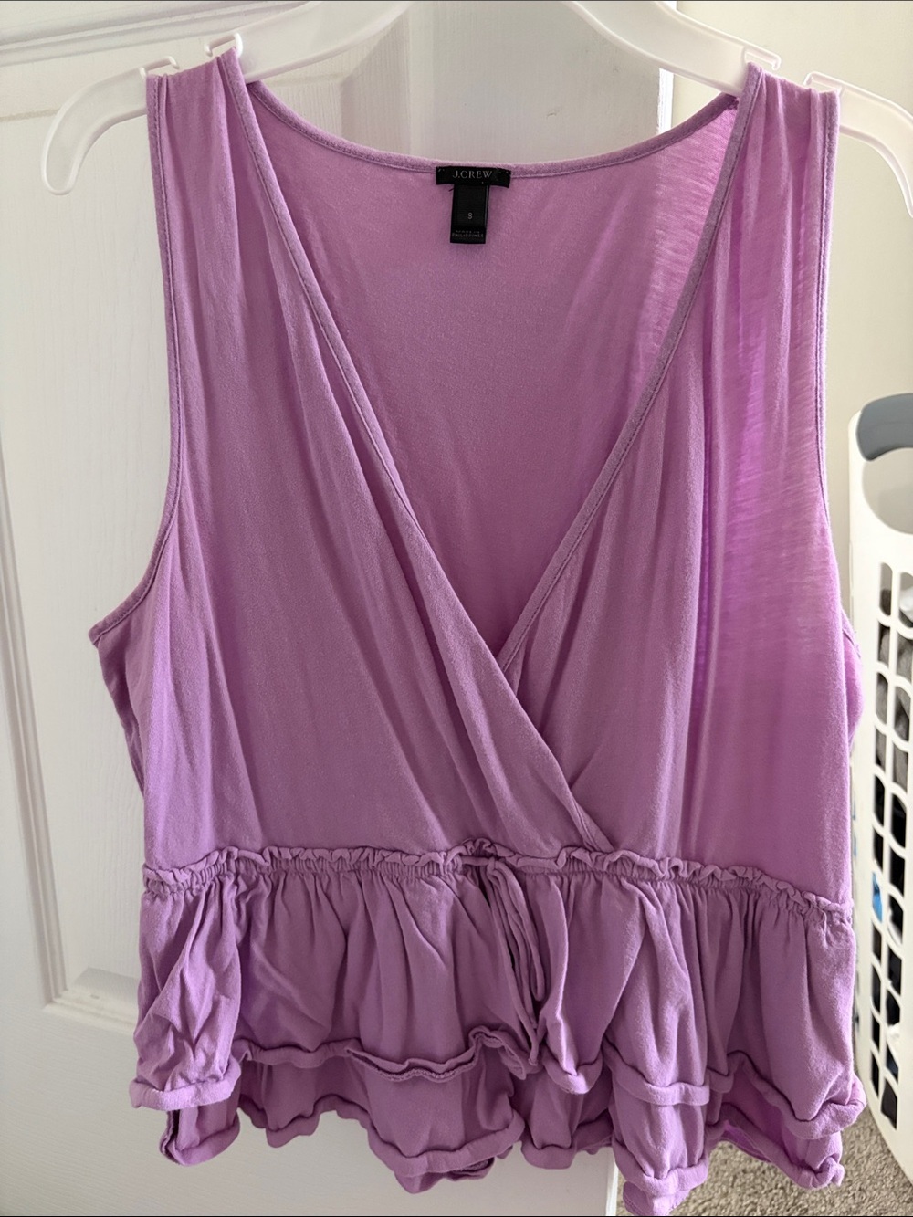J. Crew Lavender Sleeveless Wrap Peplum Top